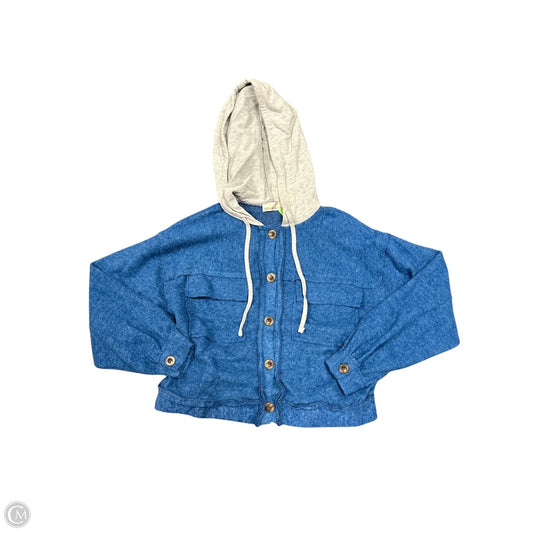 Jacket Shirt By Zenana In Blue, Size: S