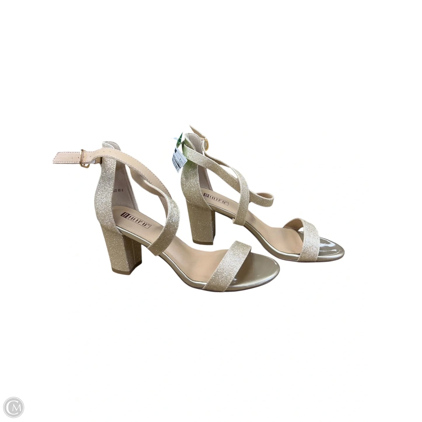 Sandals Heels Block By Clothes Mentor In Gold, Size: 8