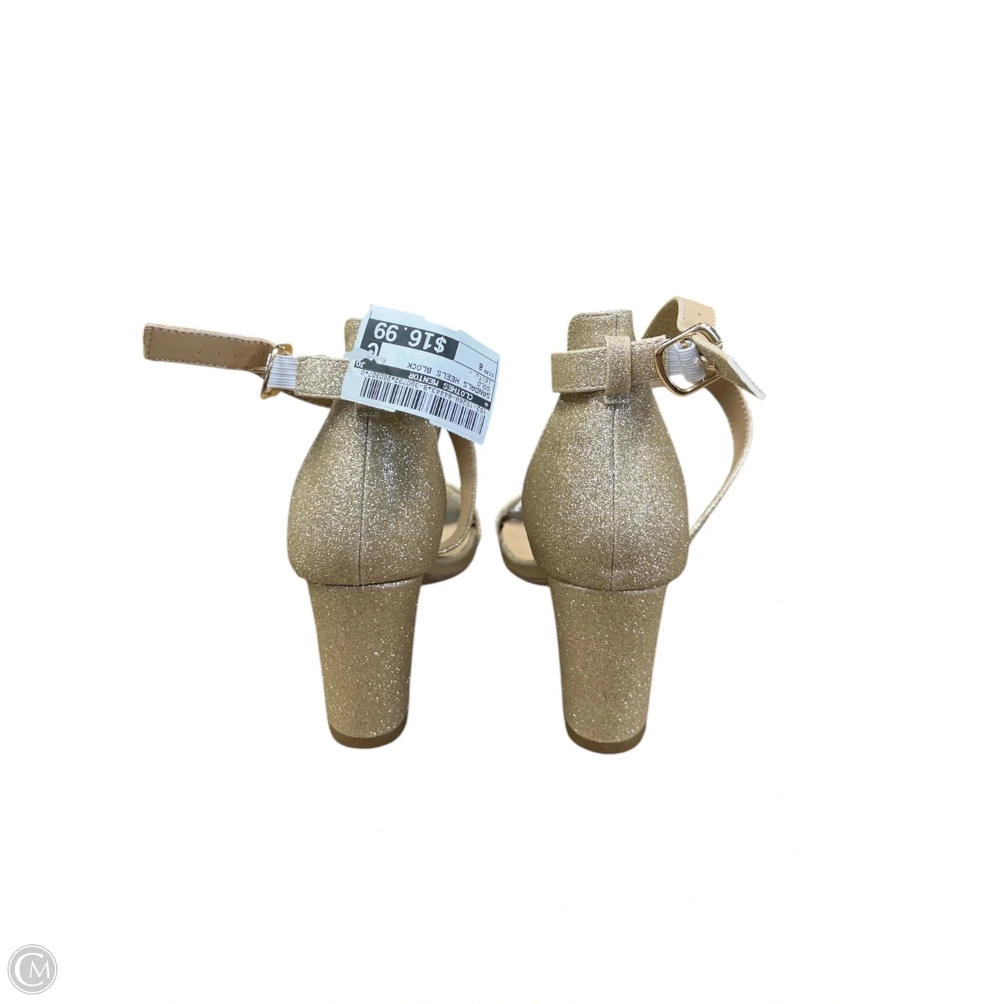 Sandals Heels Block By Clothes Mentor In Gold, Size: 8