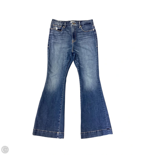 Jeans Flared By Good American In Blue Denim, Size: 14