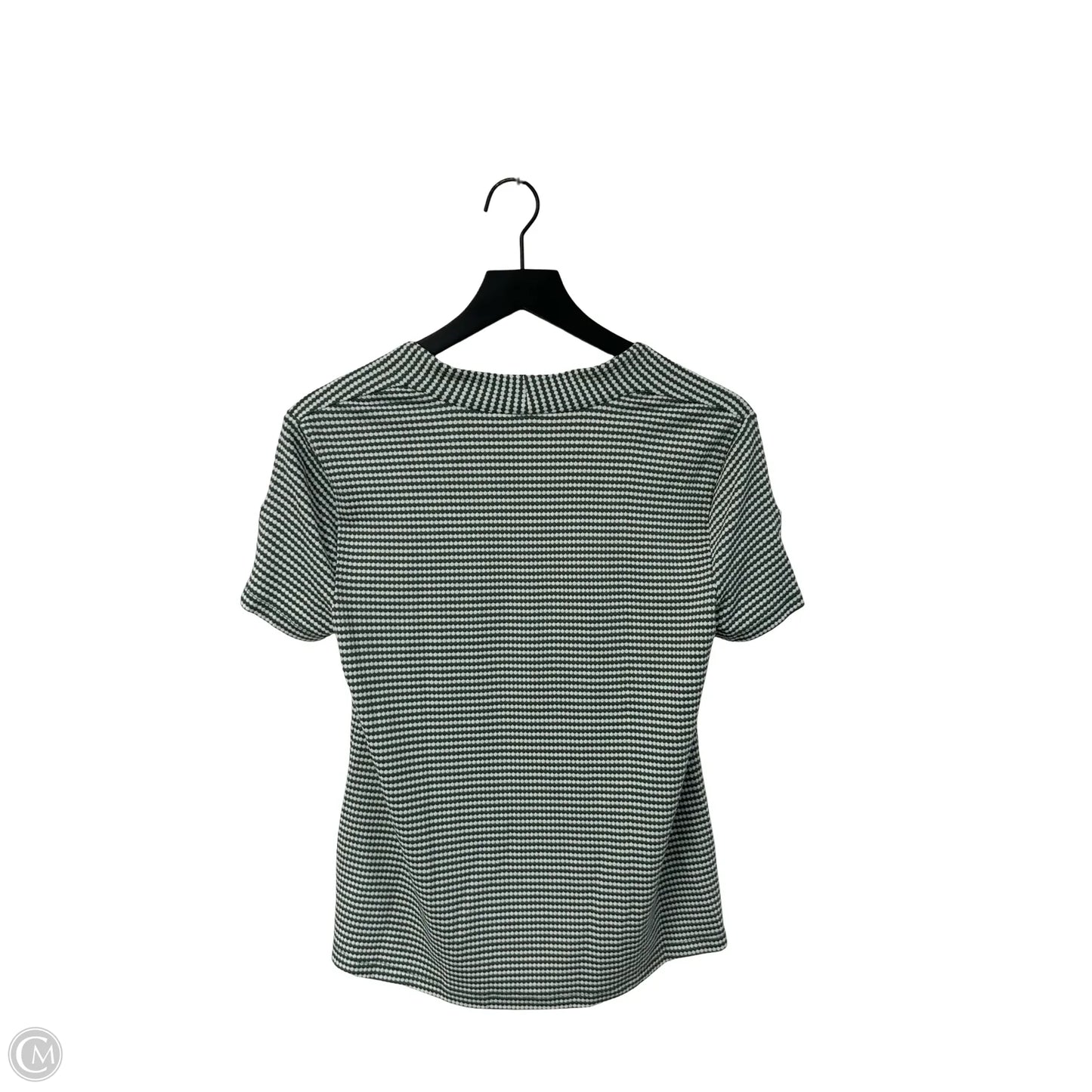 Top Short Sleeve By Liz Claiborne In Green & White, Size: S