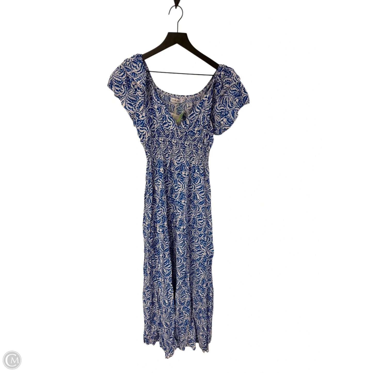 Dress Casual Maxi By Cmf In Blue & White, Size: Xl