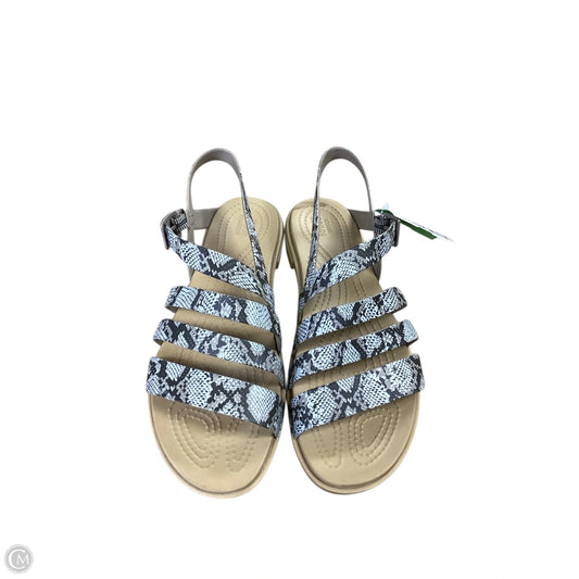 Sandals Flats By Crocs In Snakeskin Print, Size: 8