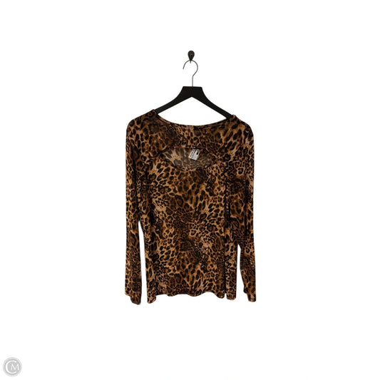 Top Long Sleeve By Free Kisses In Leopard Print, Size: 2x