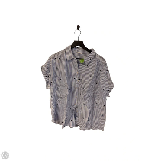 Blouse Short Sleeve By Jane And Delancey In Blue & White, Size: 2x