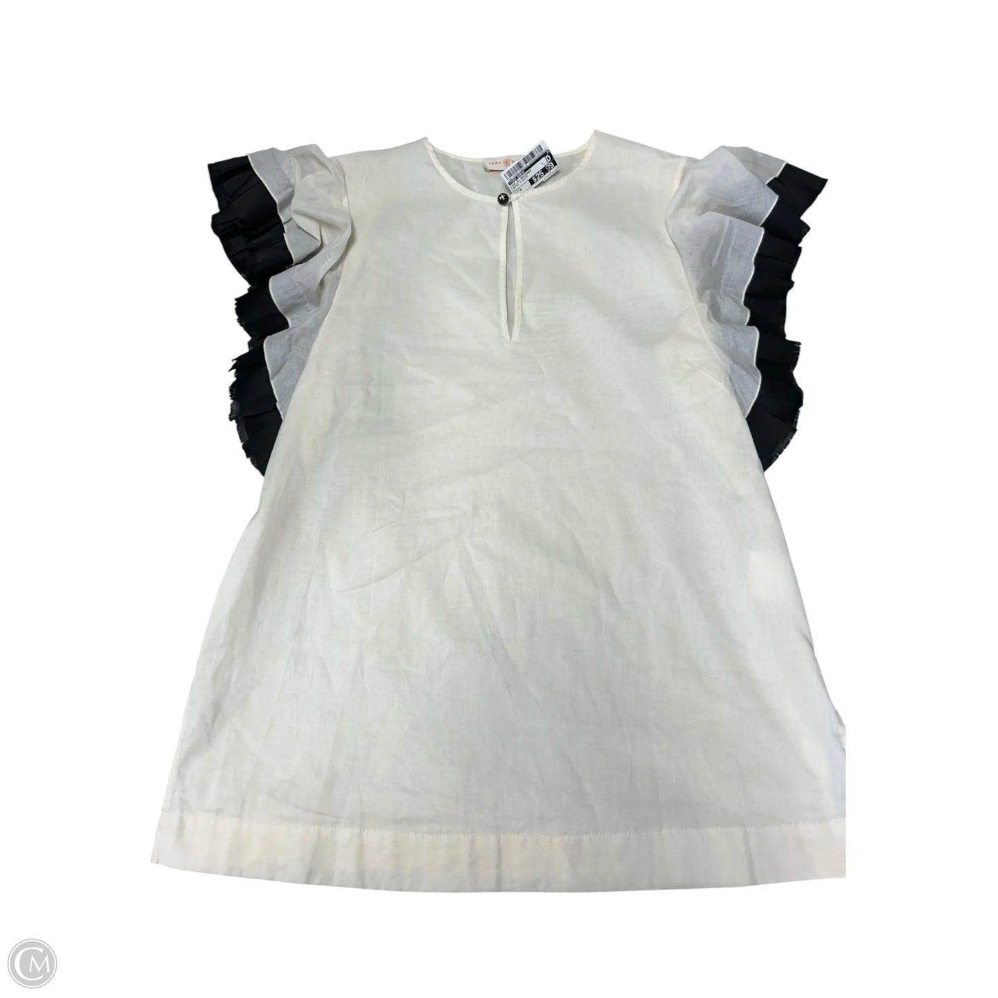 Top Short Sleeve Designer By Tory Burch In Black & White, Size: 6