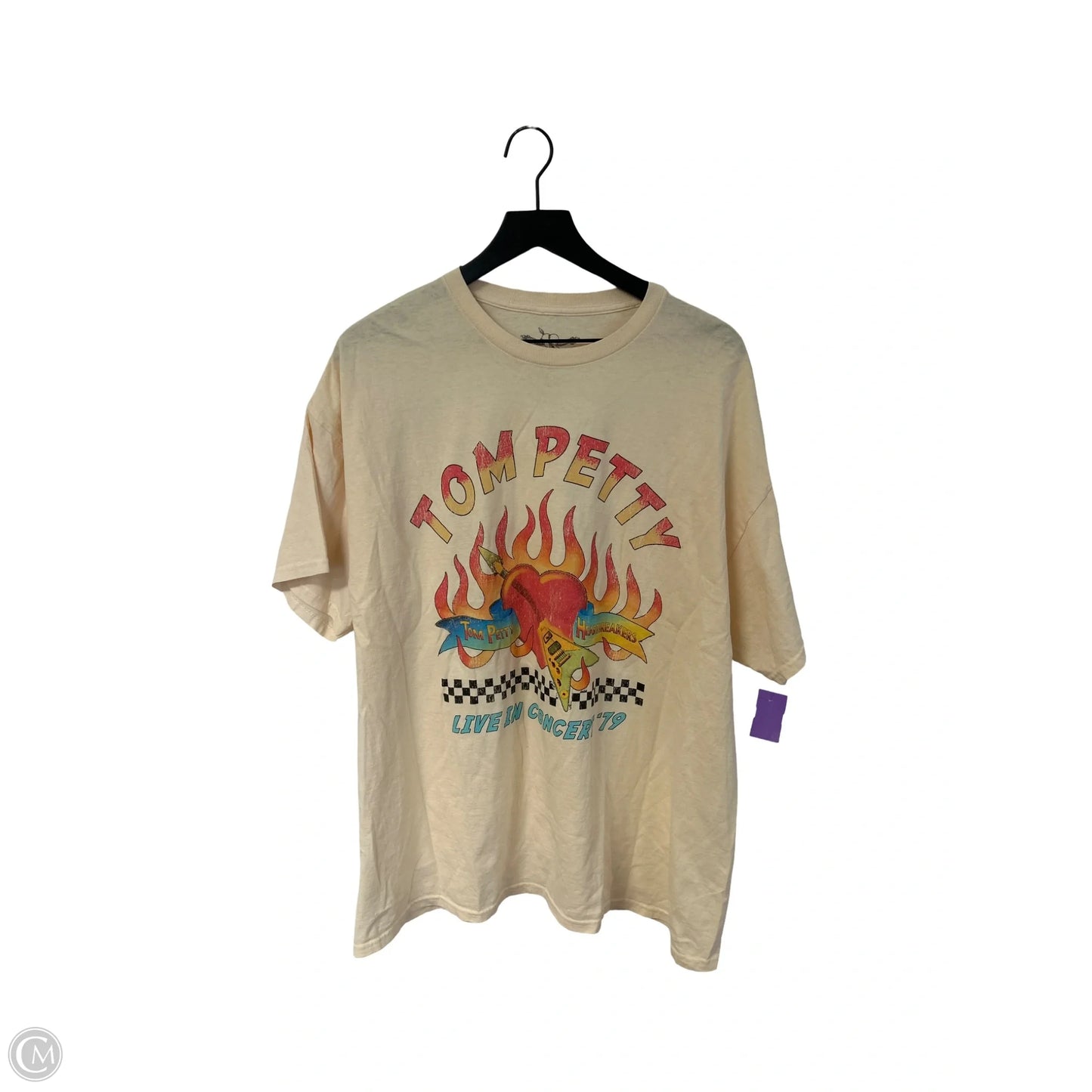 Top Short Sleeve By Clothes Mentor In Cream, Size: 1x