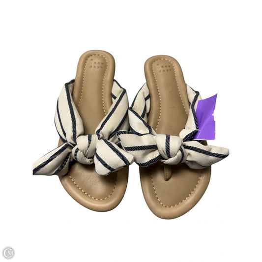 Sandals Flip Flops By A New Day In Blue & Cream, Size: 7