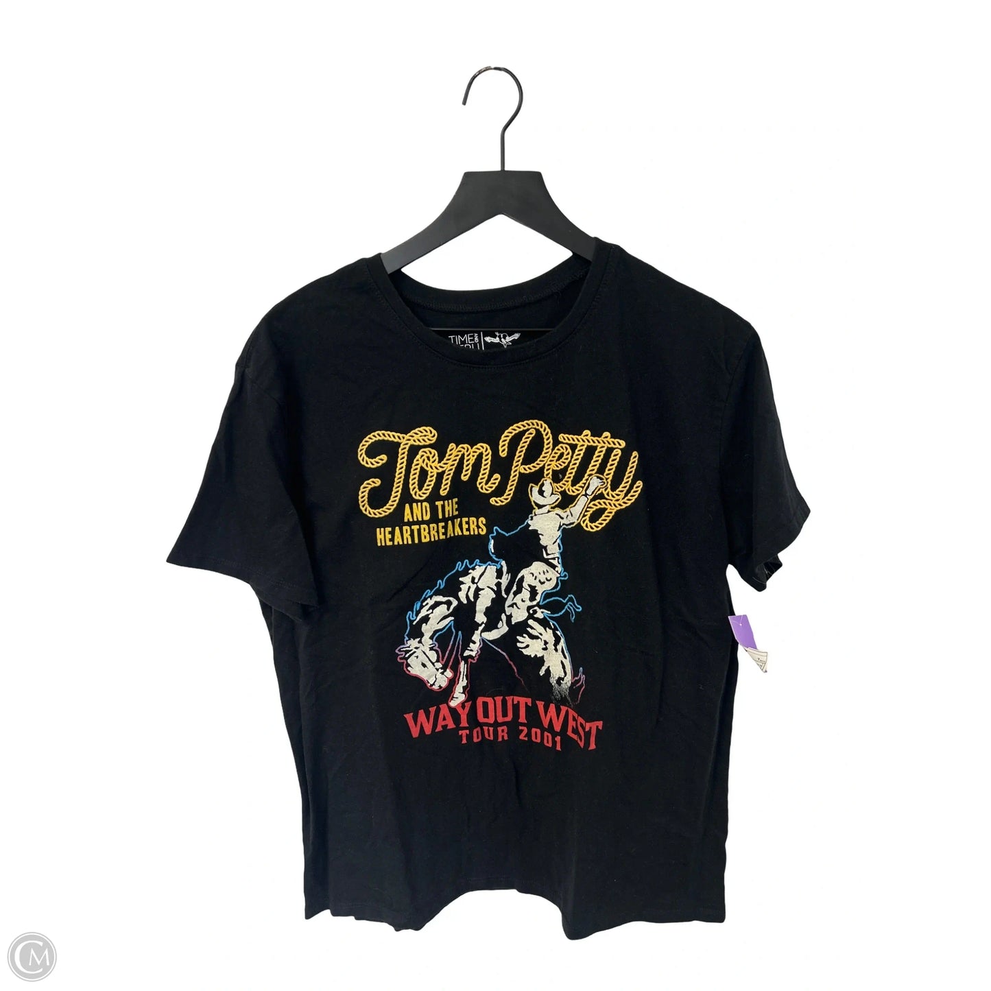 Top Short Sleeve Basic By Time And Tru In Black, Size: L