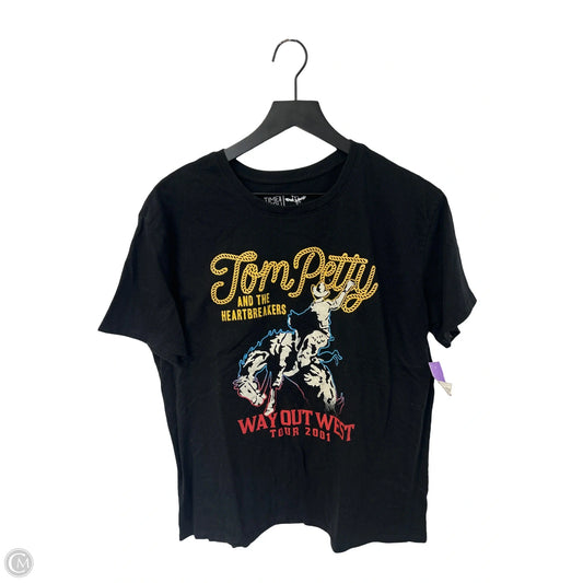 Top Short Sleeve Basic By Time And Tru In Black, Size: L