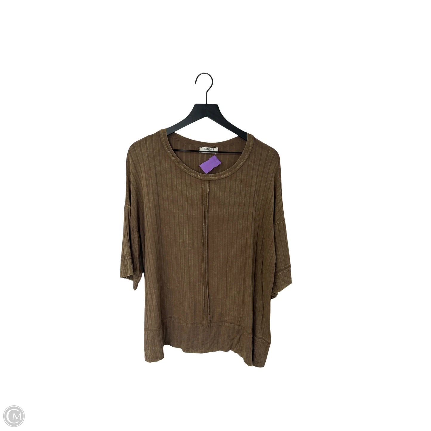 Top Short Sleeve By Zenana In Beige, Size: S