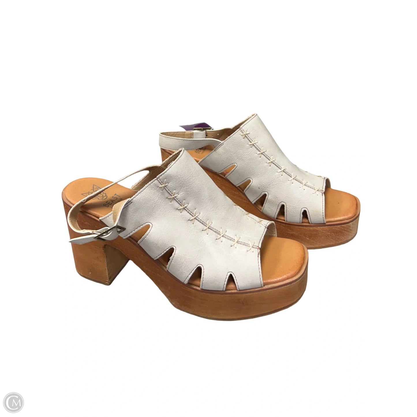 Sandals Heels Block By Cmc In Cream, Size: 9