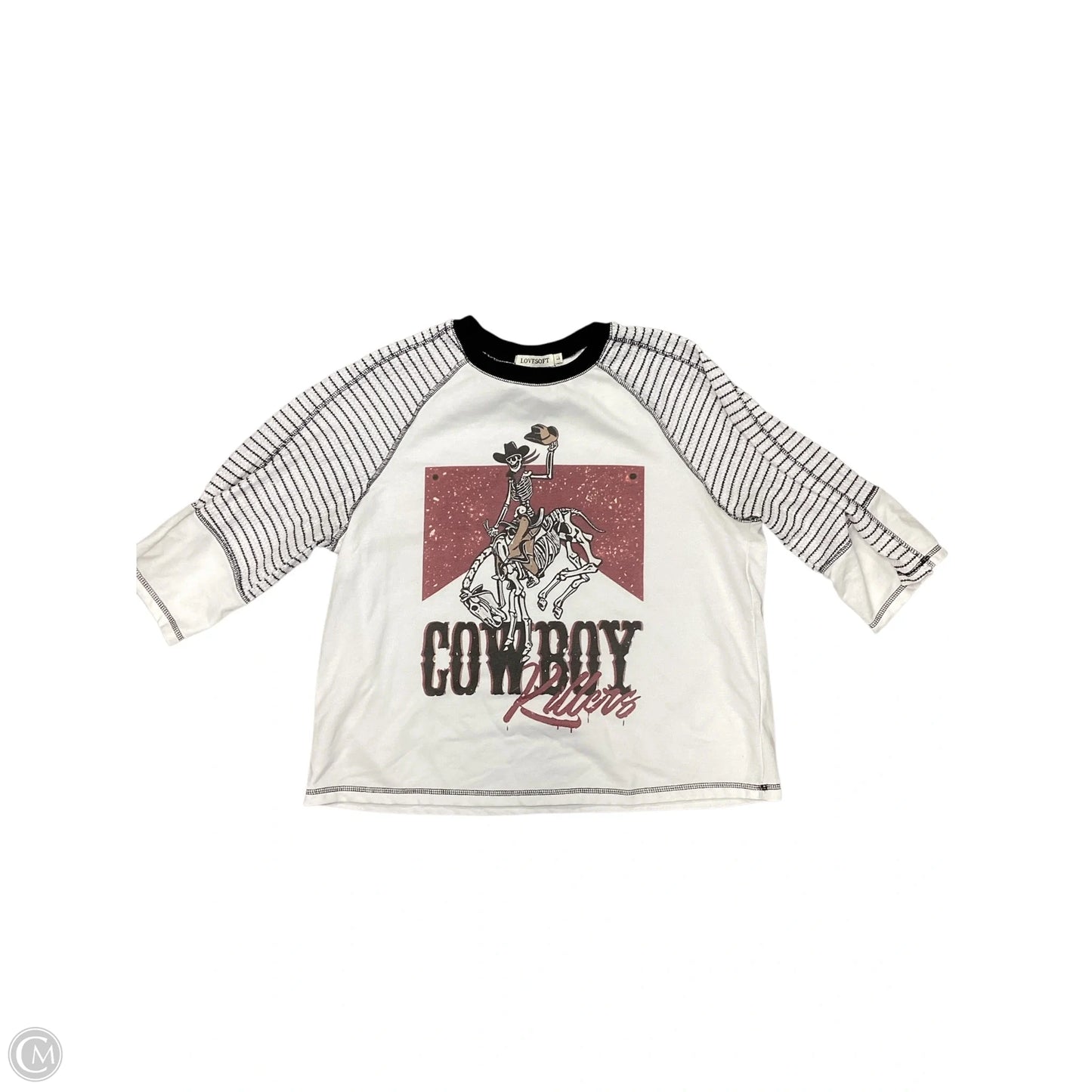Top Long Sleeve By Clothes Mentor In Black & White, Size: L
