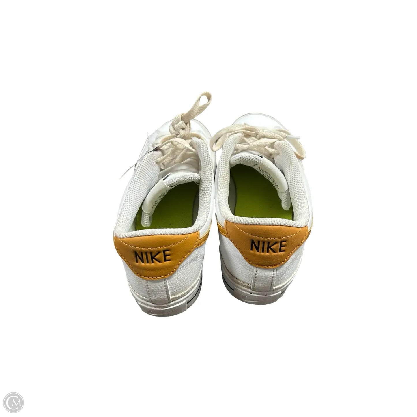 Shoes Sneakers By Nike In White & Yellow, Size: 8.5