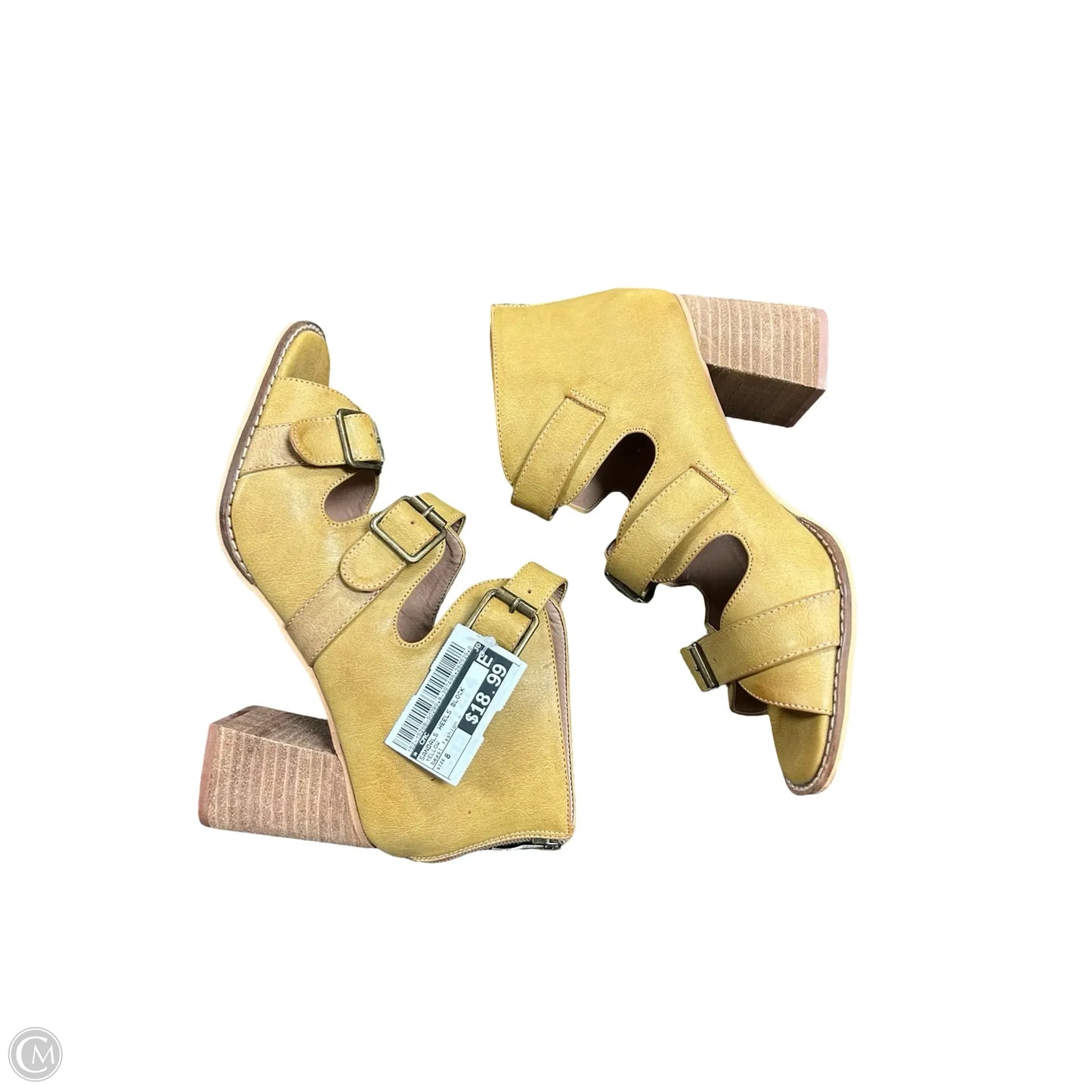 Sandals Heels Block By Cmc In Yellow, Size: 8