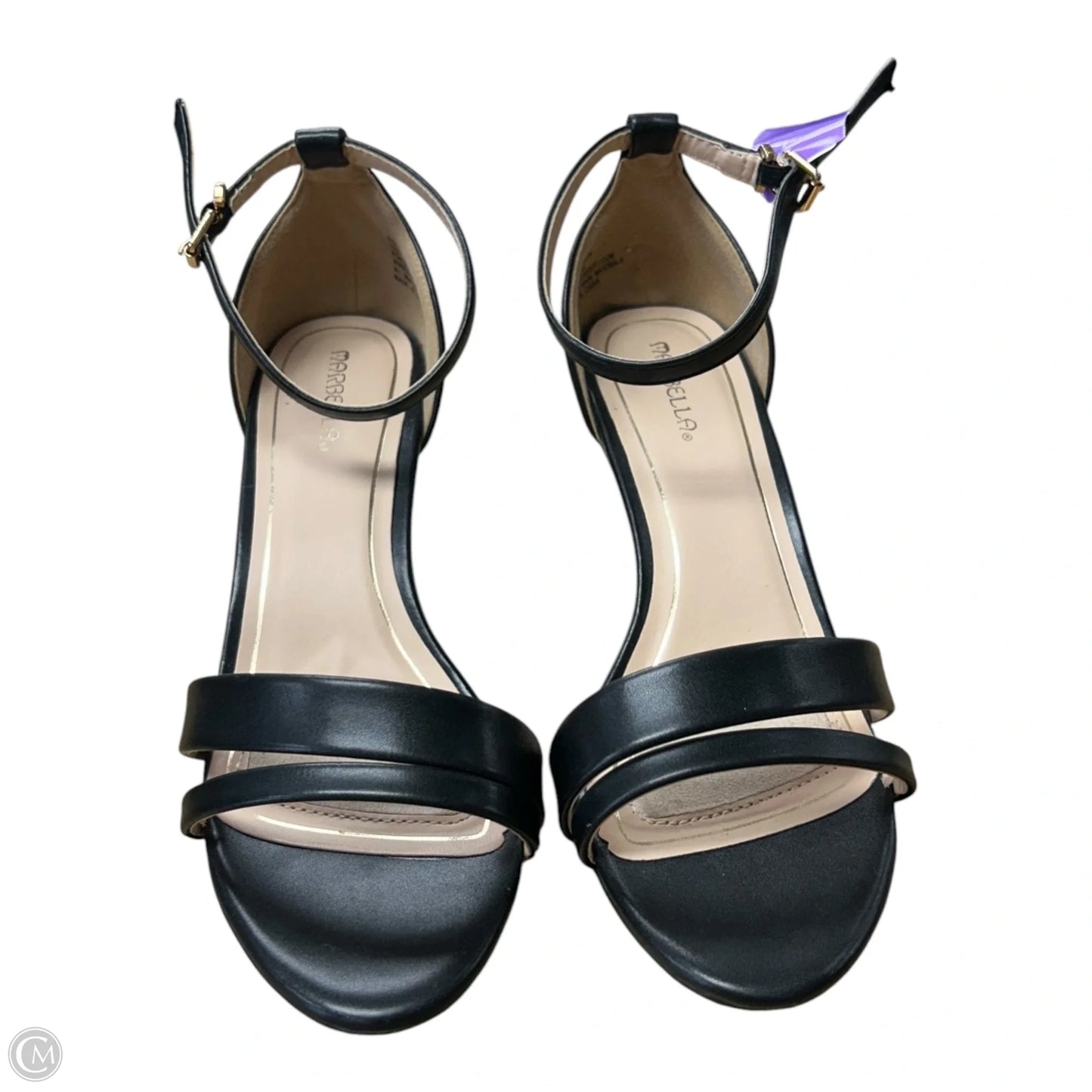 Sandals Heels Kitten By Clothes Mentor In Black, Size: 8