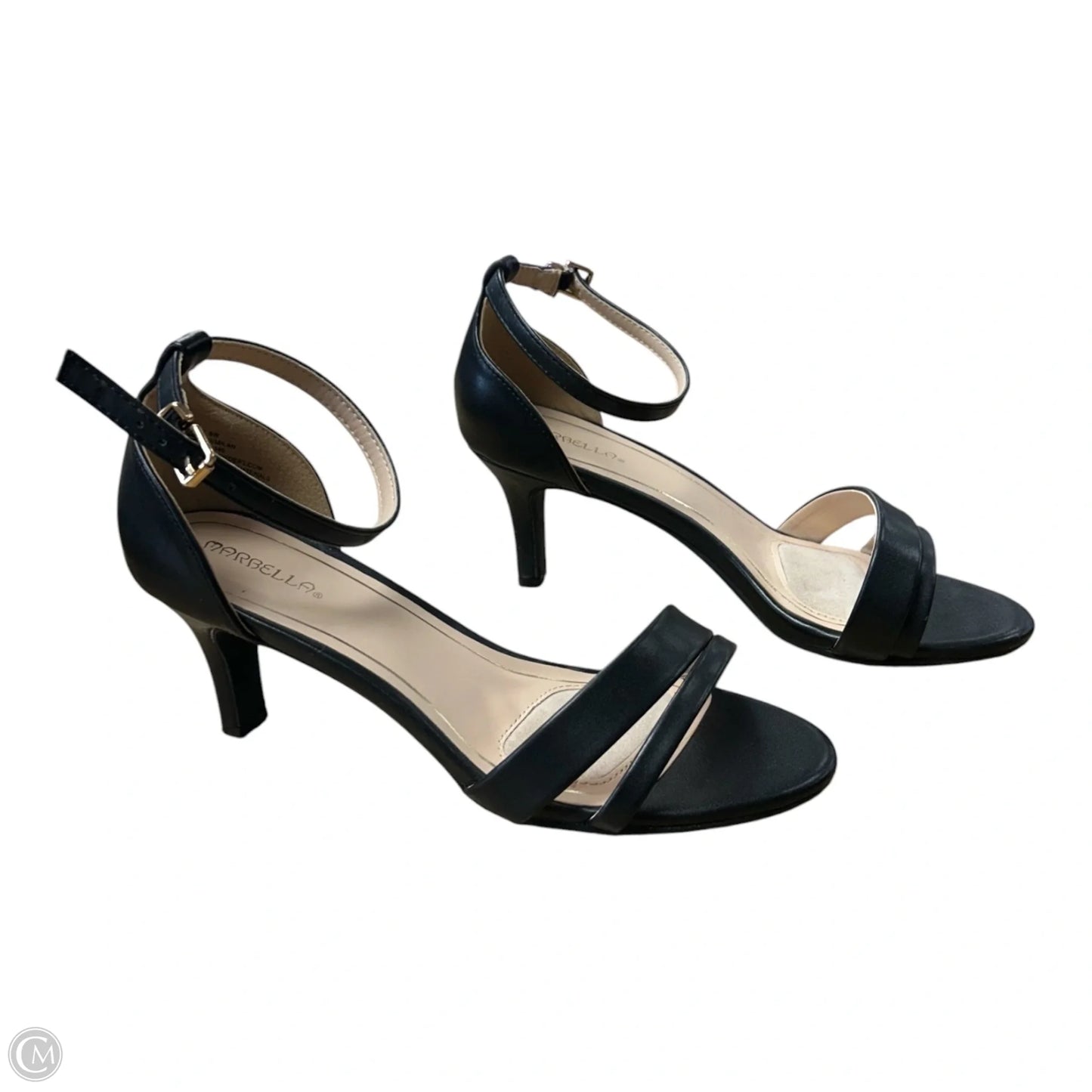 Sandals Heels Kitten By Clothes Mentor In Black, Size: 8