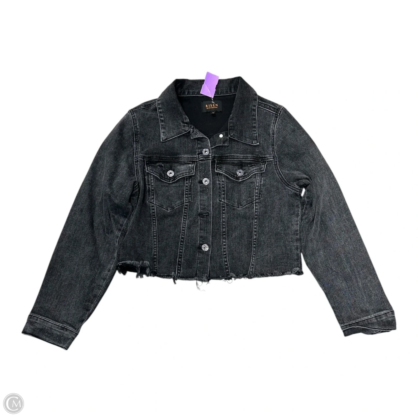 Jacket Denim By Risen In Black Denim, Size: L
