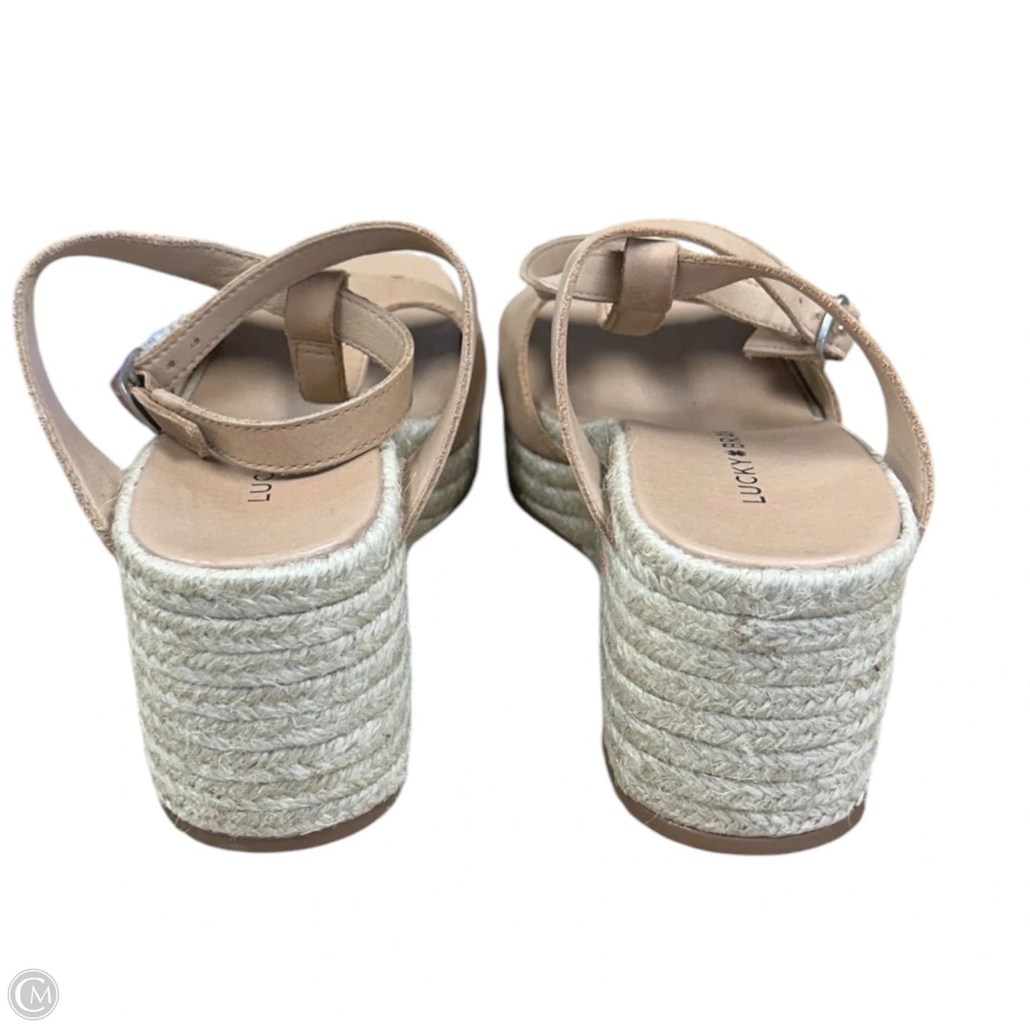 Sandals Heels Wedge By Lucky Brand In Tan, Size: 6