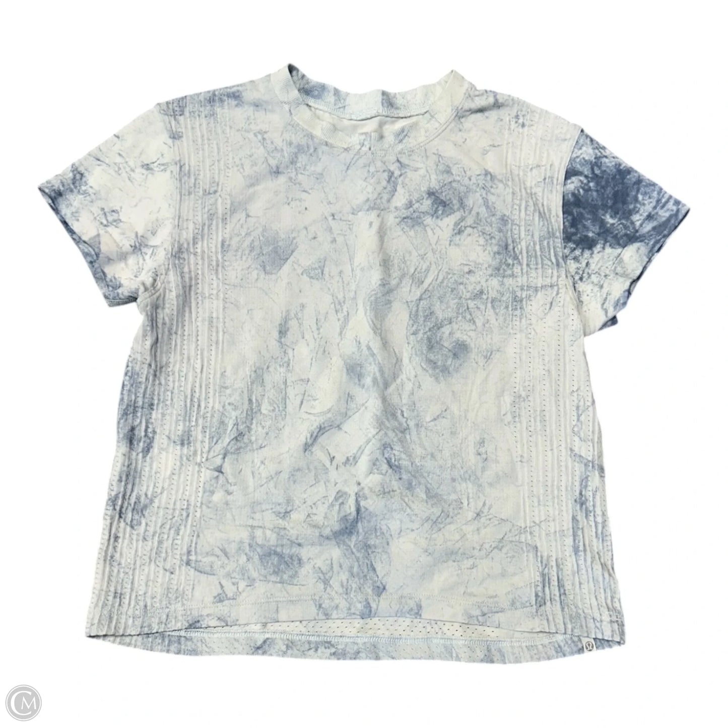 Athletic Top Short Sleeve By Lululemon In Blue & White, Size: 4