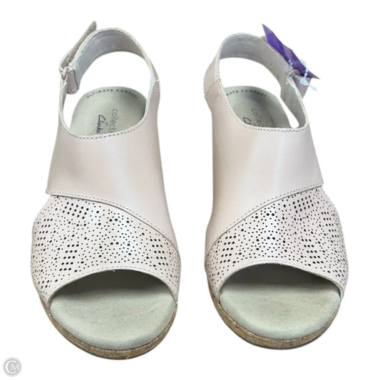 Sandals Heels Wedge By Clarks In Cream, Size: 7.5