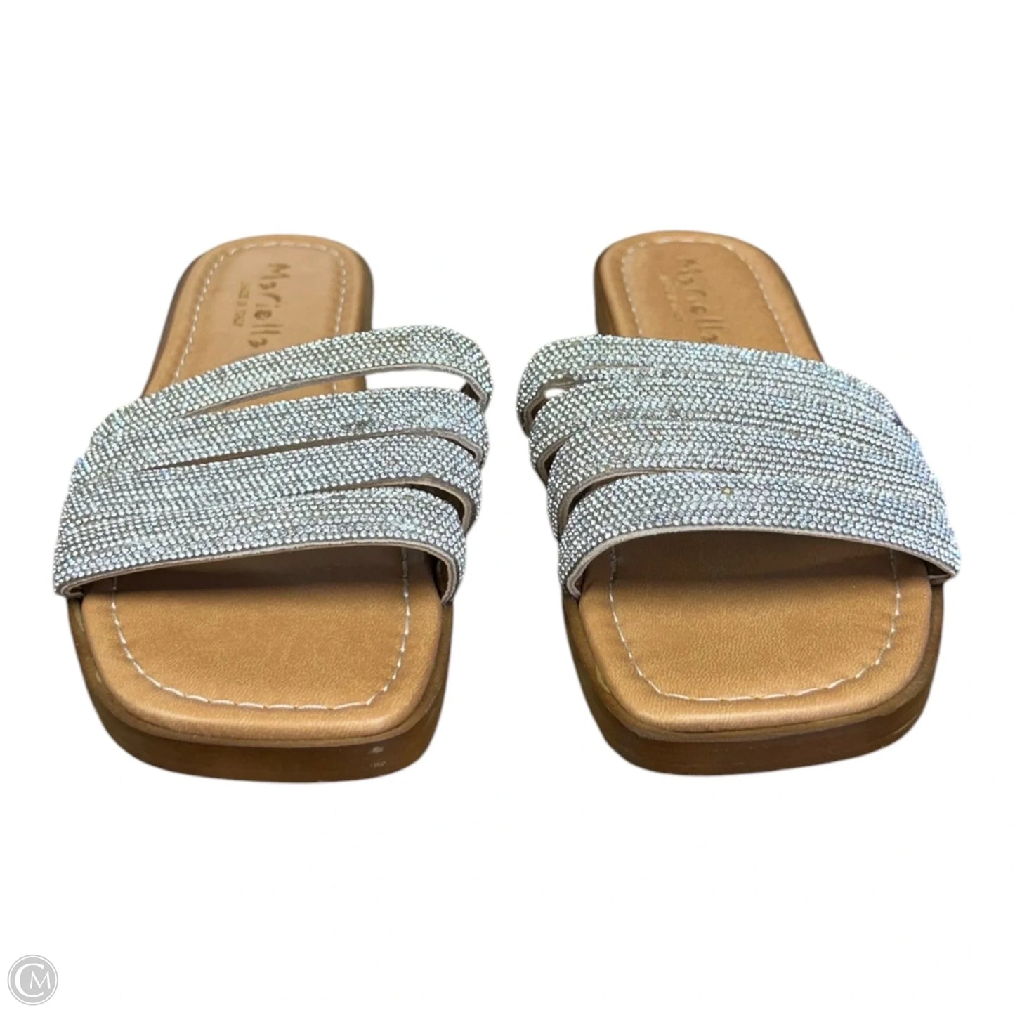 Sandals Flats By Clothes Mentor In Silver, Size: 8