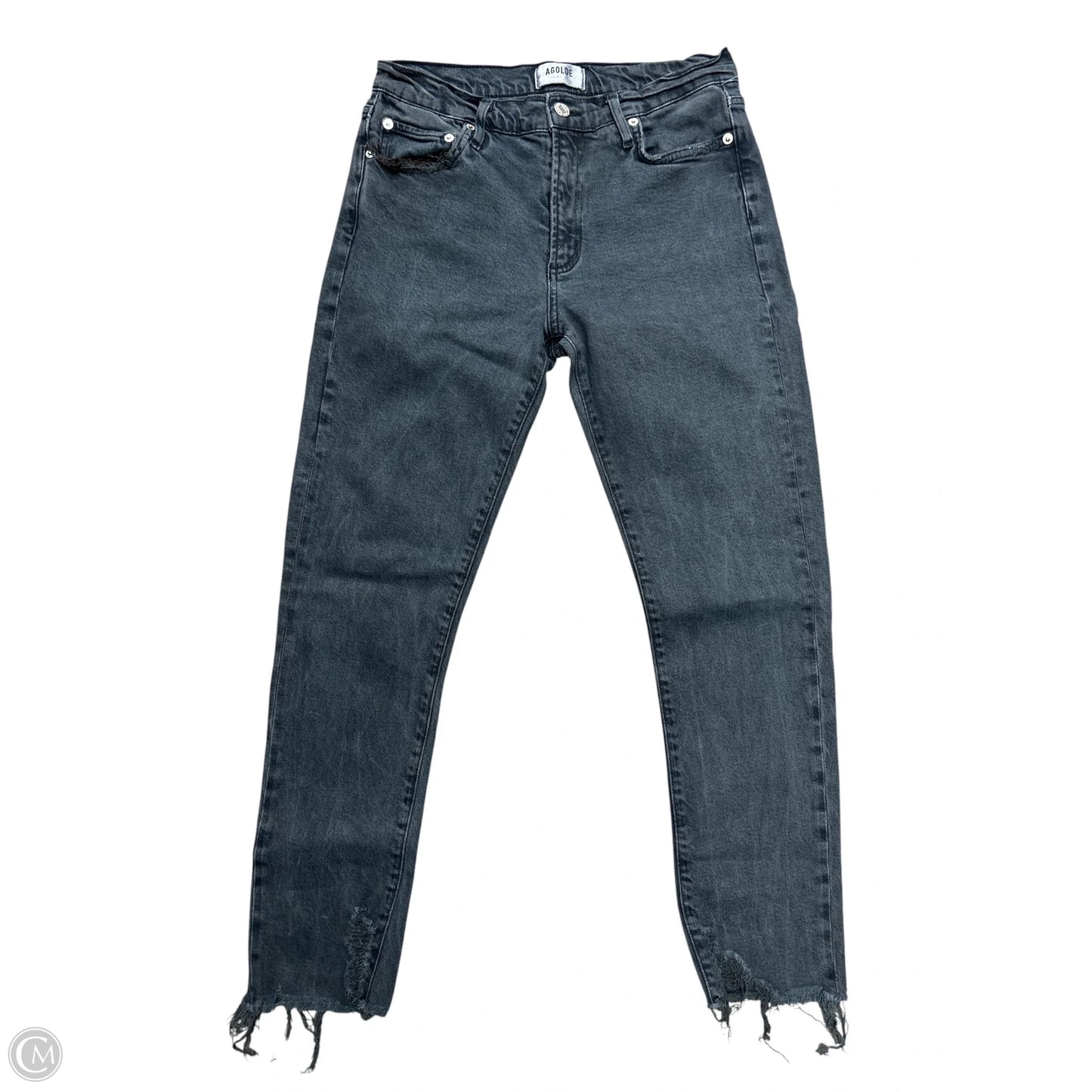 Jeans Straight By Agolde In Black Denim, Size: 4