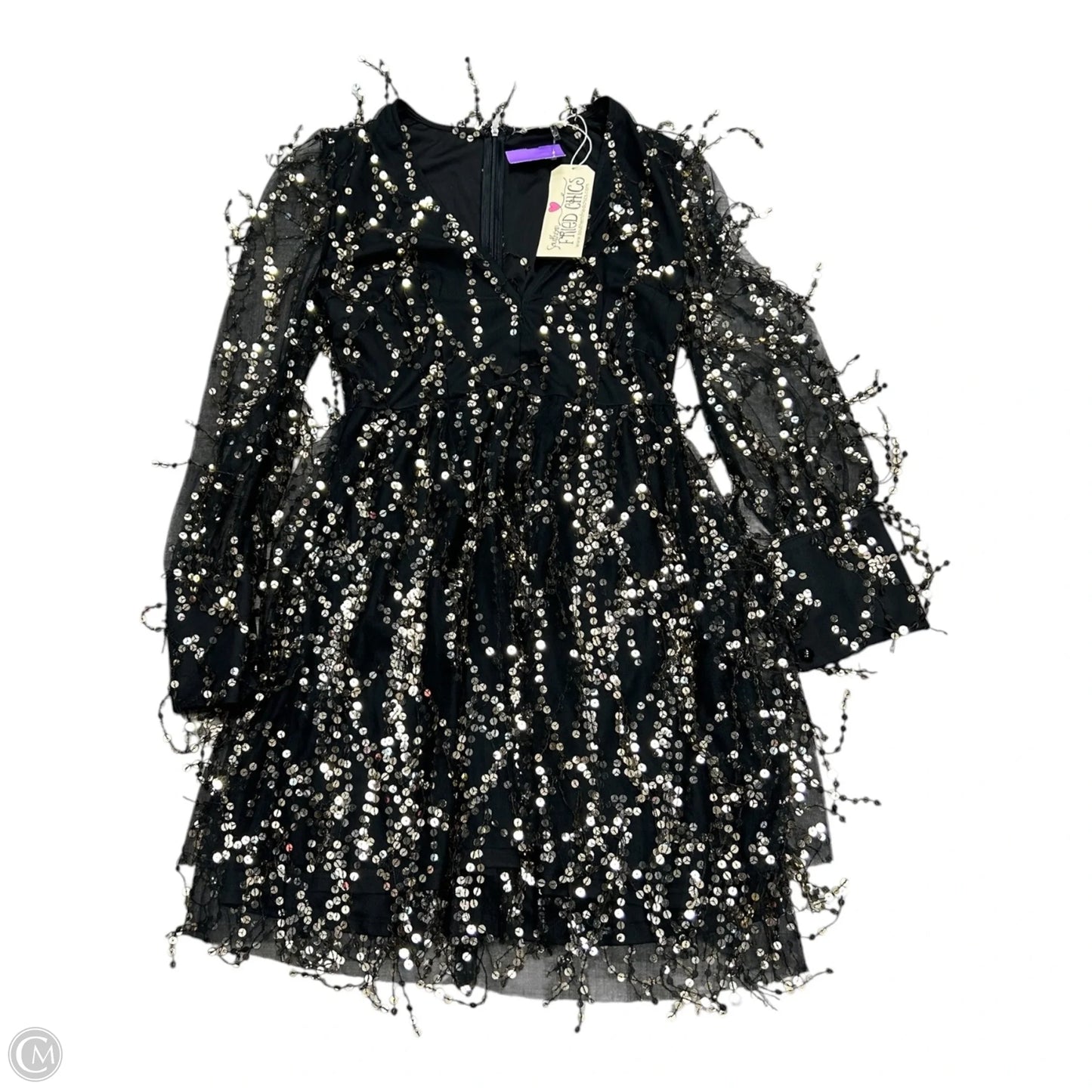 Dress Party Short By Clothes Mentor In Black & Gold, Size: M