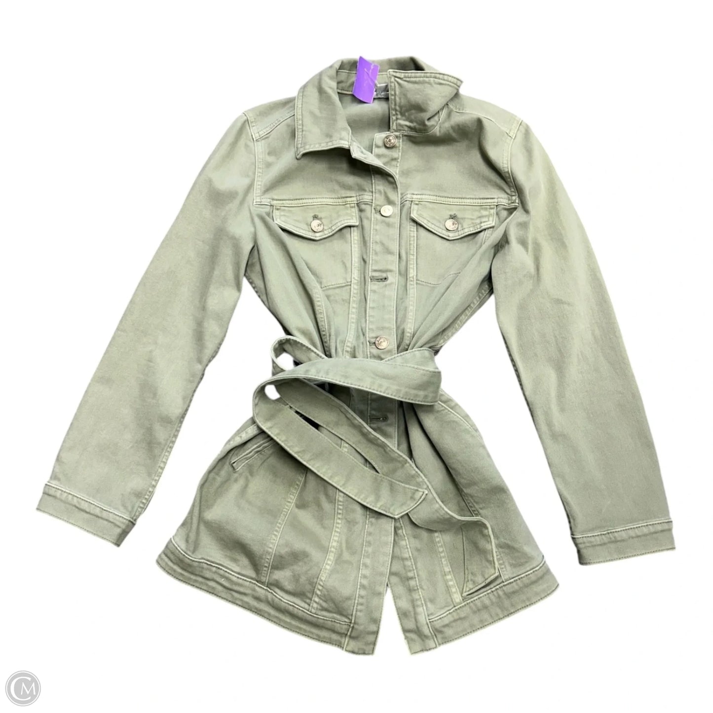 Jacket Denim By Chicos In Green Denim, Size: M