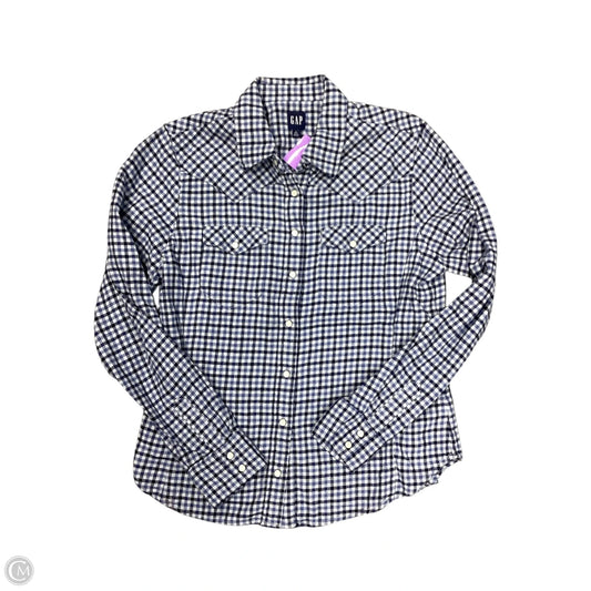 Blouse Long Sleeve By Gap In Blue & Grey, Size: L