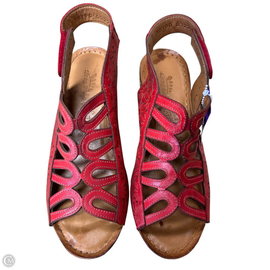 Sandals Heels Wedge By Spring Step In Red, Size: 7.5