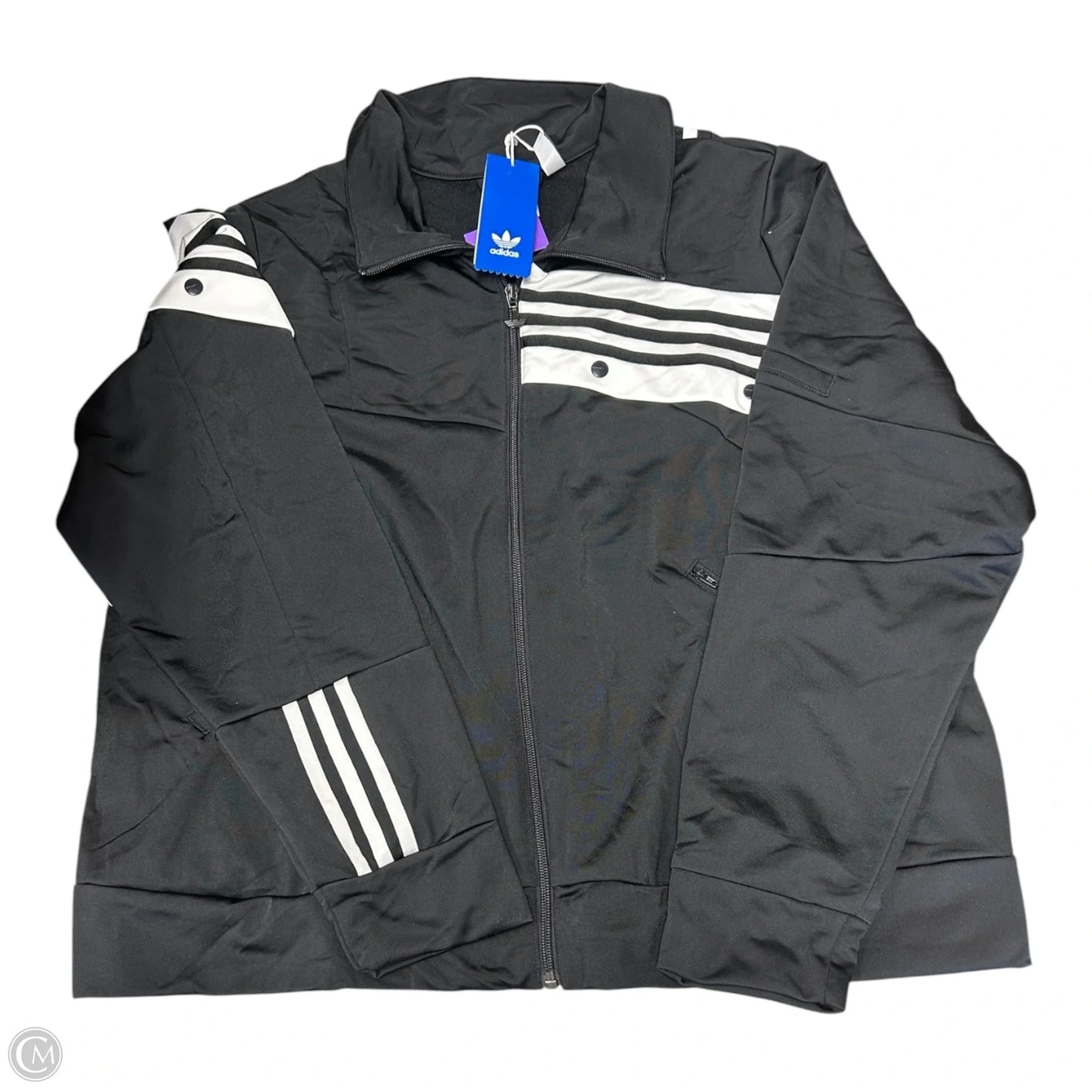 Athletic Jacket By Adidas In Black & White, Size: 3x