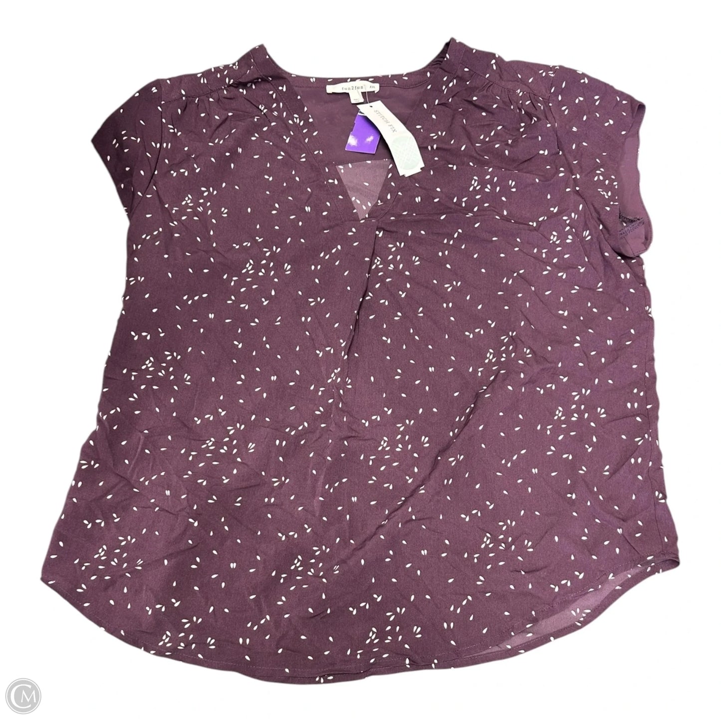 Top Short Sleeve By Clothes Mentor In Purple & White, Size: Xxl