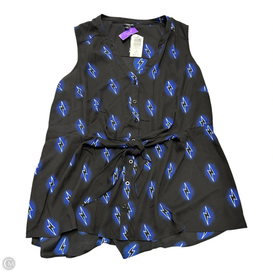 Top Sleeveless By Torrid In Black & Blue, Size: 1x
