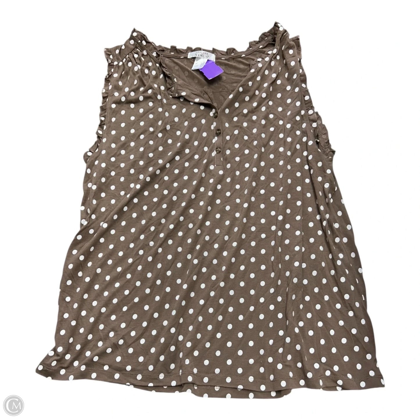 Top Sleeveless By Lascana In Brown & White, Size: 2x