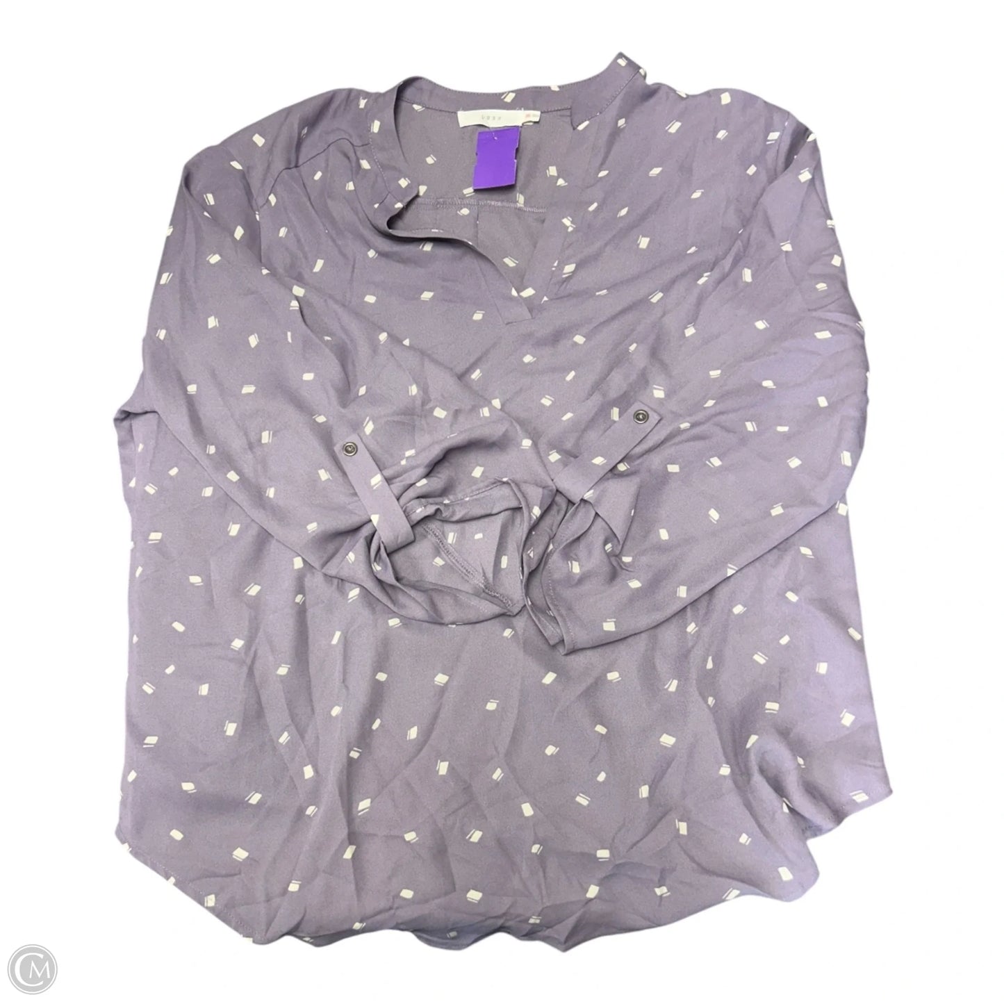 Top Long Sleeve By Lush In Purple & White, Size: Xxl