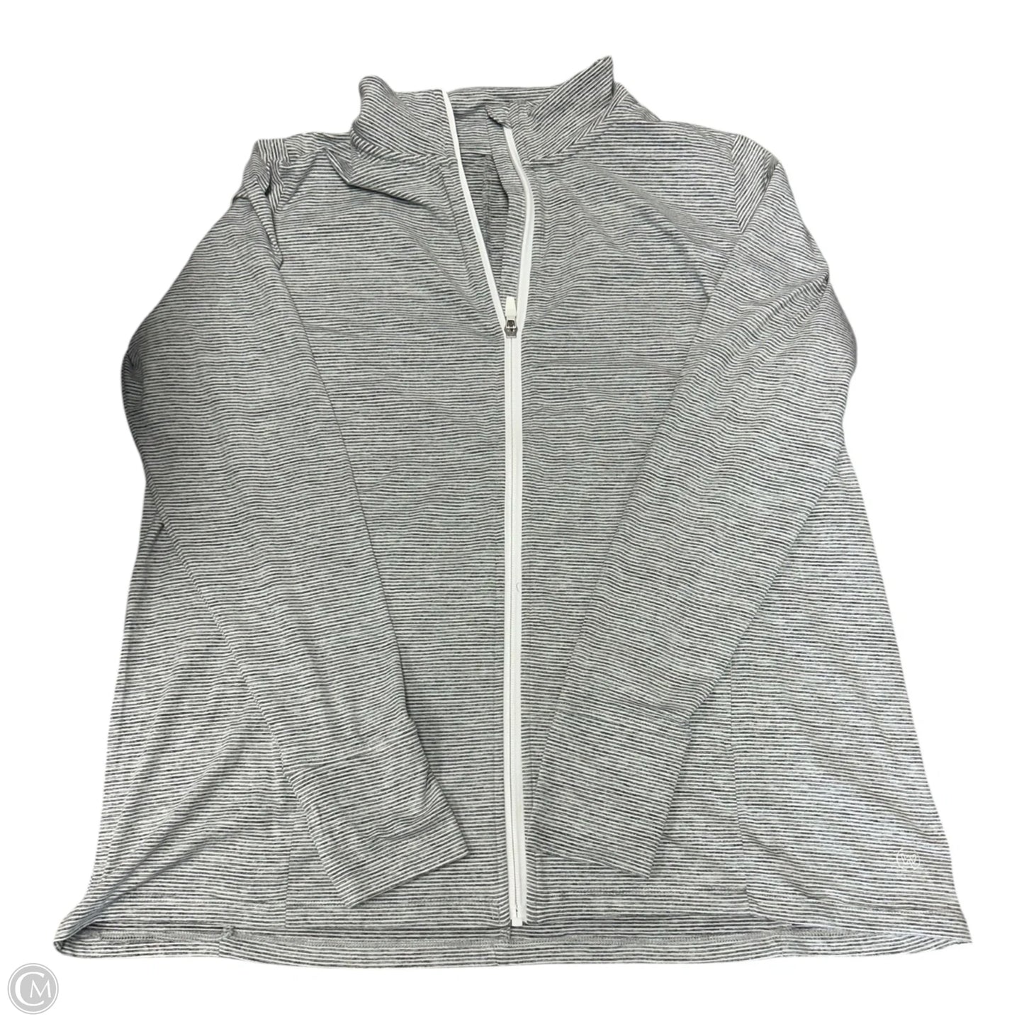 Athletic Jacket By Clothes Mentor In Grey & White, Size: 1x