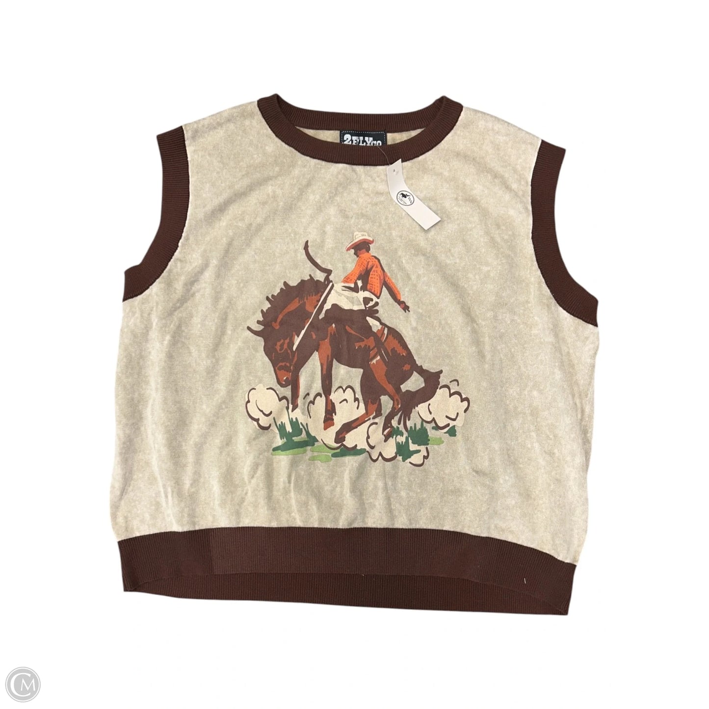 Vest Sweater By Cmc In Brown & Tan, Size: 2x