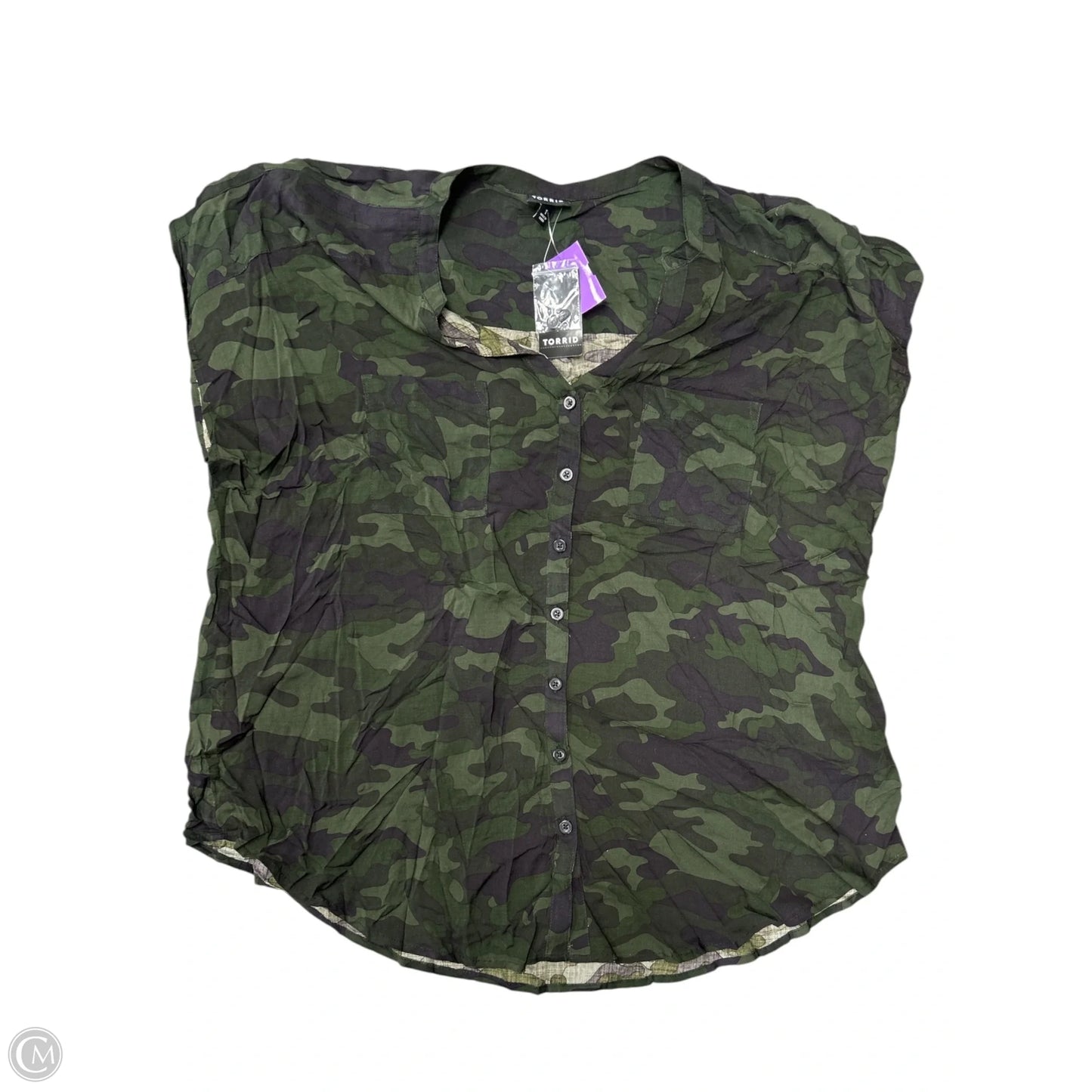 Blouse Short Sleeve By Torrid In Camouflage Print, Size: 1x