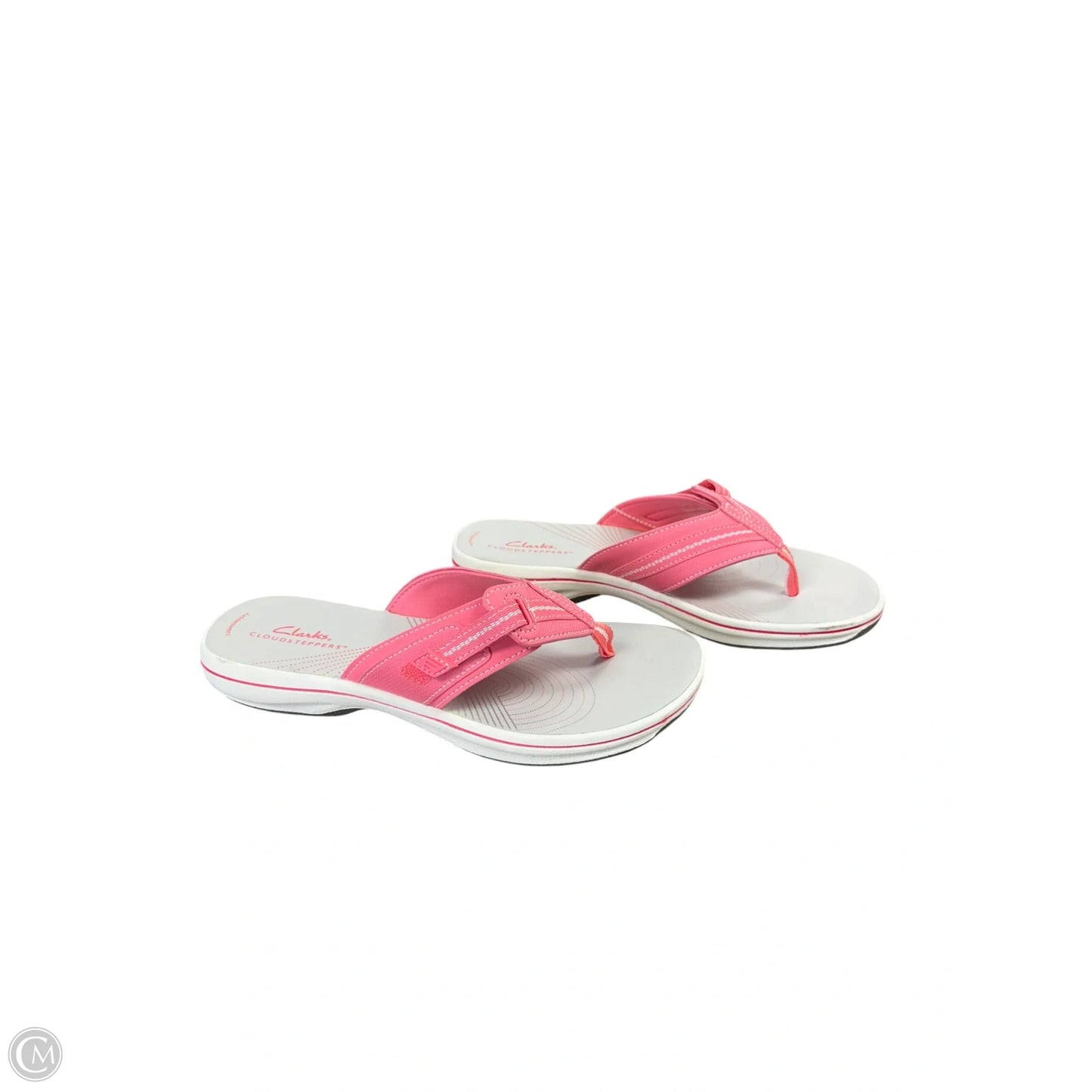Sandals Flip Flops By Clarks In Pink & White, Size: 7