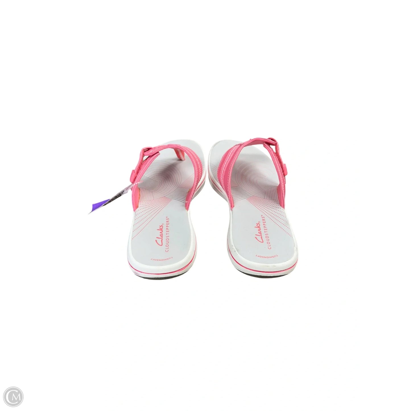 Sandals Flip Flops By Clarks In Pink & White, Size: 7