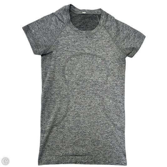 Athletic Top Short Sleeve By Lululemon In Grey, Size: 4