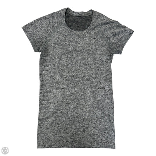 Athletic Top Short Sleeve By Lululemon In Grey, Size: 4