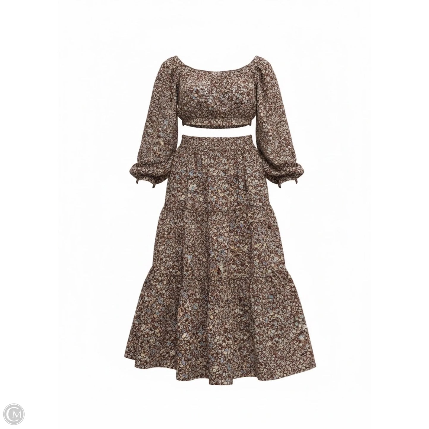 Skirt Set 2pc By Blu Pepper In Floral Print, Size: L