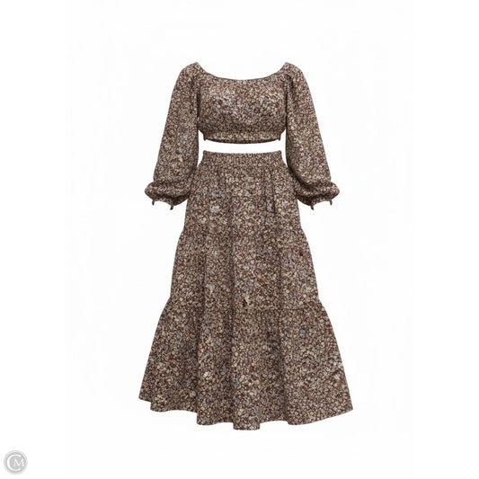 Skirt Set 2pc By Blu Pepper In Floral Print, Size: L