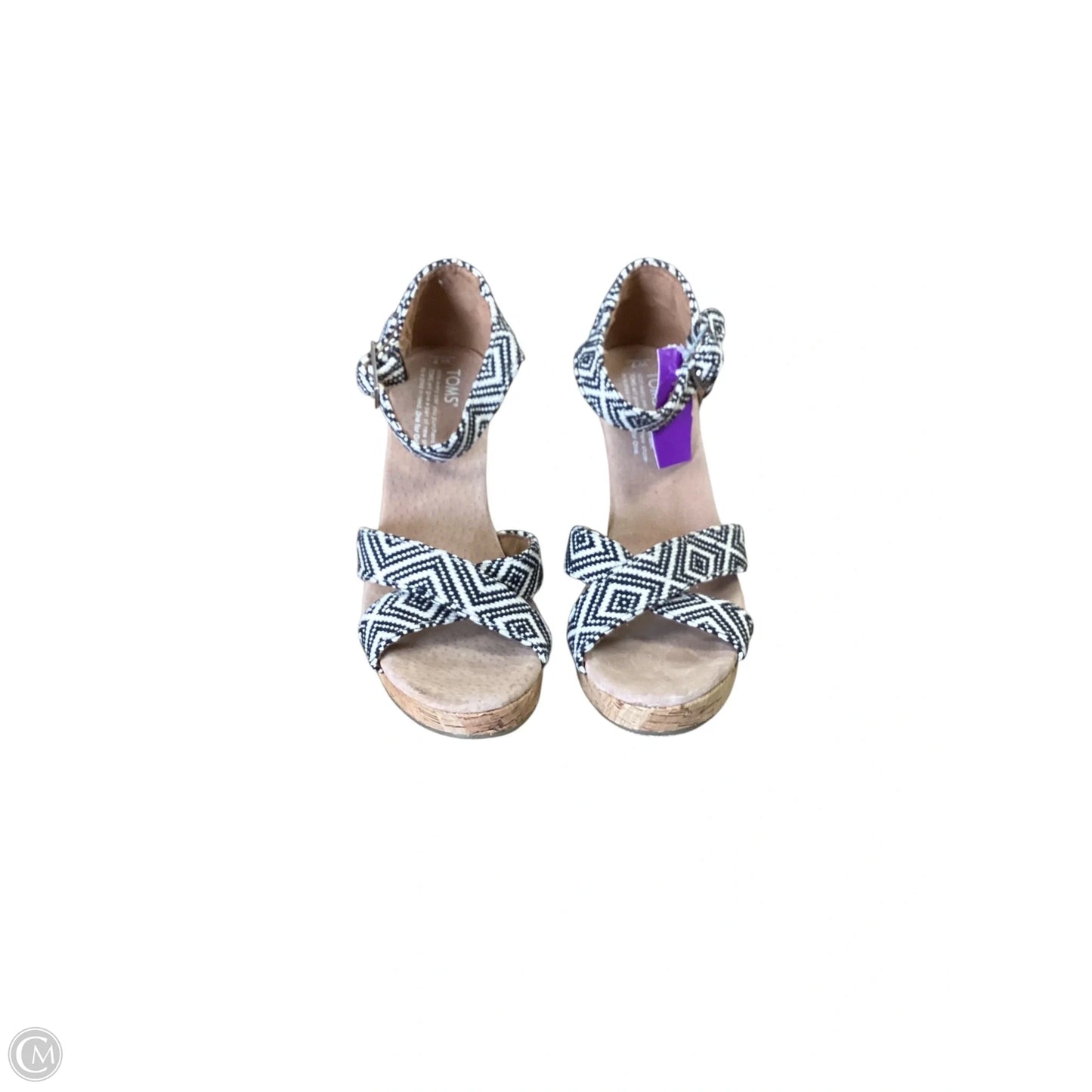 Sandals Heels Wedge By Toms In Black & White, Size: 7