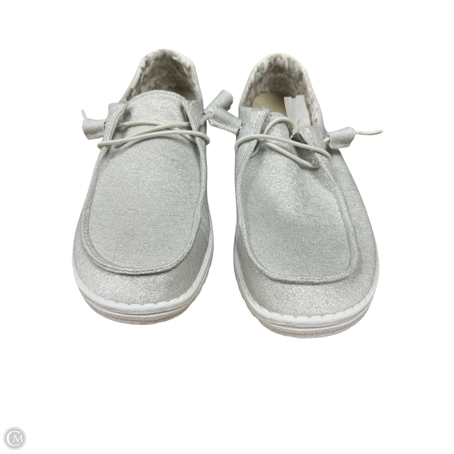 Shoes Flats By Hey Dude In Silver, Size: 8