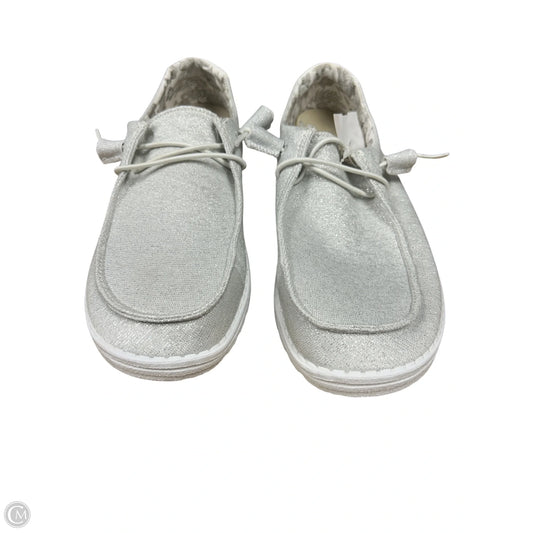 Shoes Flats By Hey Dude In Silver, Size: 8