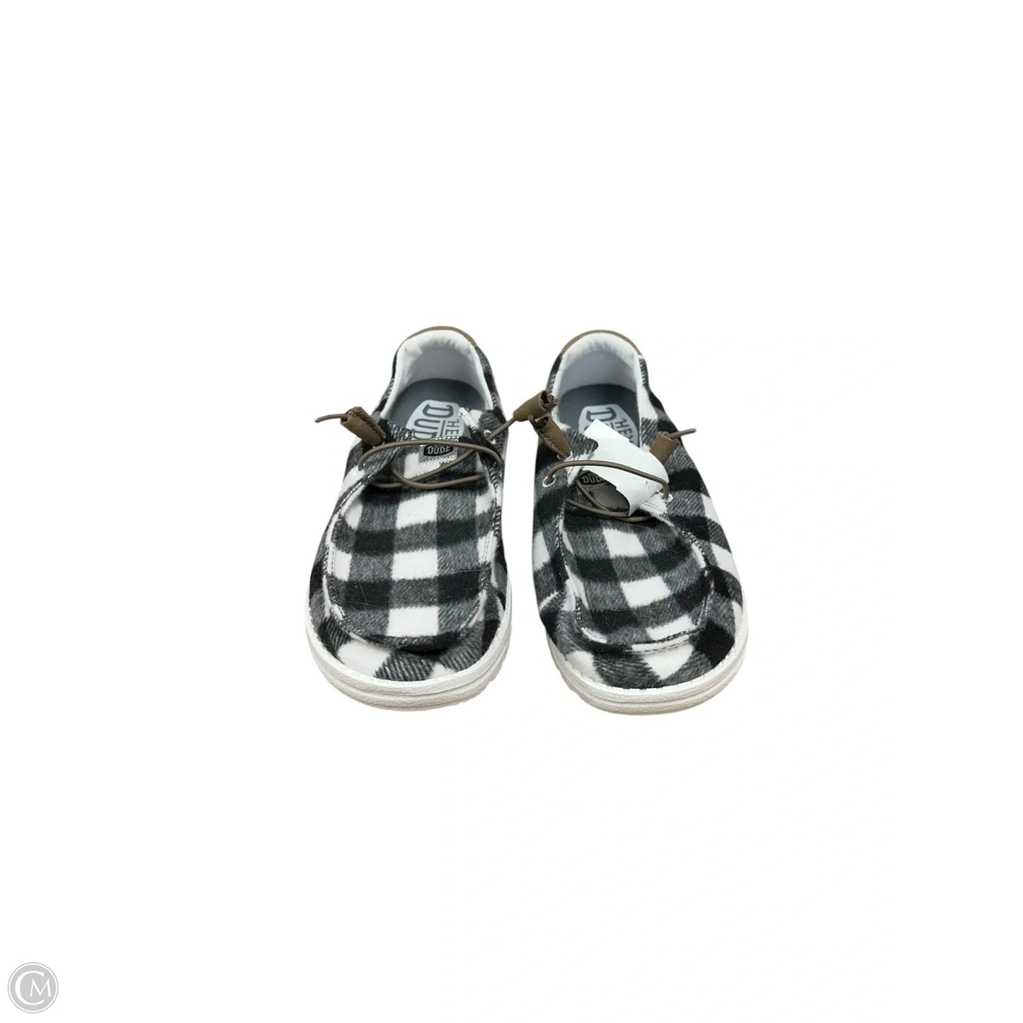 Shoes Flats By Hey Dude In Black & White, Size: 9