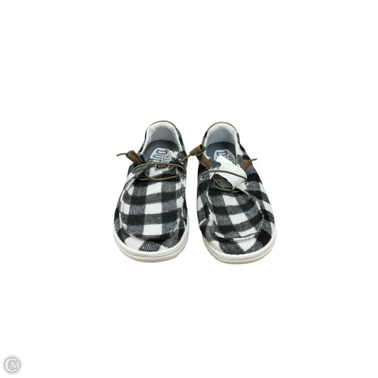 Shoes Flats By Hey Dude In Black & White, Size: 9